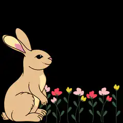 cute bunny with flowers