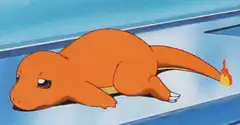 Charmander lying down with tail flame