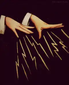 Hands summoning lightning bolts