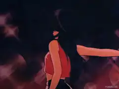 Anime girl dancing in red top