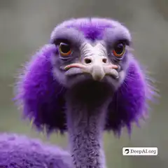 Purple fluffy bird head tilt
