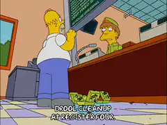 Homer Simpson drools on the floor