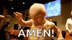 Baby dancing with AMEN text