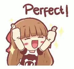 Anime girl celebrating perfect