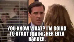 Michael Scott loves Pam even harder