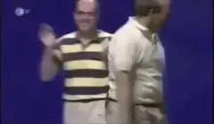 Jerry Seinfeld and cast dancing on stage
