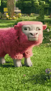Pink sheep screaming and laughing