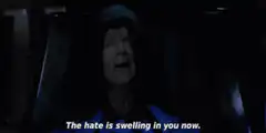 The hate is swelling in you now