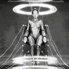 Robot with glowing rings