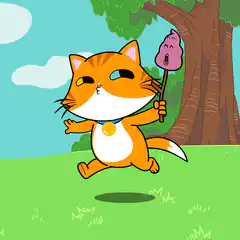 cat holding poop on stick