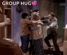 Friends group hug