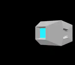3d box emitting blue particles