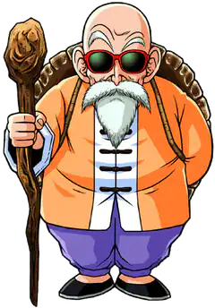 Master Roshi with sunglasses and staff
