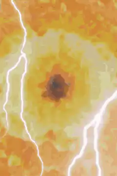 Duck appearing from lightning storm