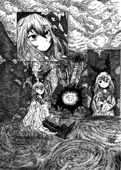 Reimu in the forest with bats