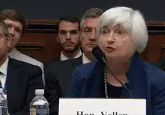 Janet Yellen hearing Bitcoin sign
