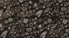 white bacteria and viruses on dark fabric
