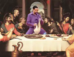 Last Supper with man pouring gravy