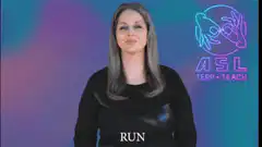 Woman signing ASL word RUN