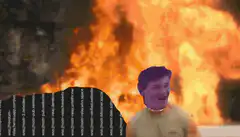 Keanu Reeves in front of explosion
