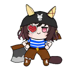 chibi pirate character with heart eyepatch