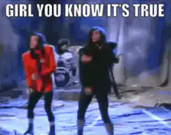 Two men dancing to Girl You Know It's True