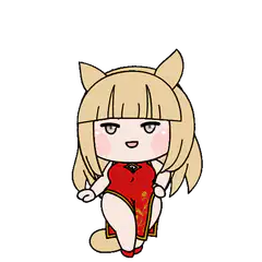 Chibi cat girl in red dress