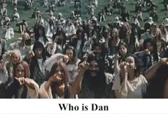 Crowd pointing Who is Dan