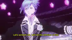 Idol performing on stage with purple lights