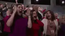 Crowd screaming in shock