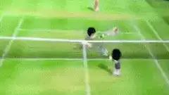chibi tennis players hitting ball