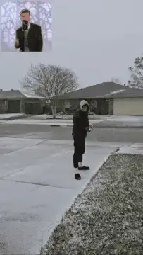 Man throws snowball in slow motion