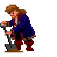 pixel art man digging with shovel