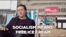 Man on beach says socialism means free ice cream