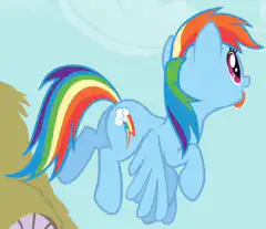 Rainbow Dash flying with wings