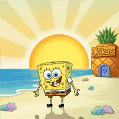 SpongeBob dancing on the beach