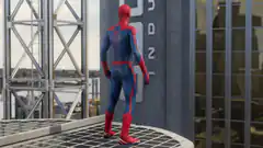 Spider-Man standing on rooftop