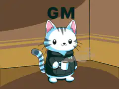 cat drinking coffee gm