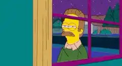 Fry looks at Ned Flanders and then at a zombie
