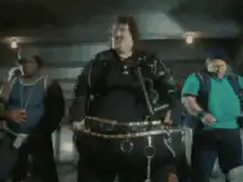Fat man dancing in a club