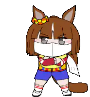 Chibi horse girl with mask and football