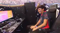 esports player celebrates victory with confetti