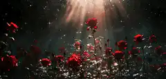 Red roses in magical light