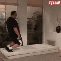 Man falls onto mattress