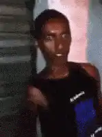Man with wide eyes looking around