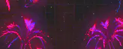 neon palm trees in space