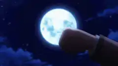 anime couple fist bump under moon