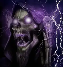 Screaming Skull with Lightning