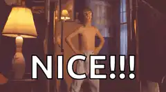 Boy dancing with NICE text