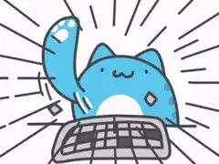 blue cat smashing keyboard